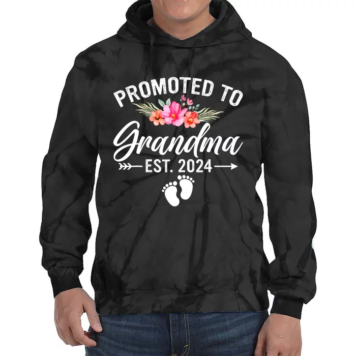 Promoted To Grandma 2024 First Time New Grandma Pregnancy Tie Dye Hoodie