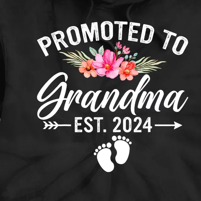 Promoted To Grandma 2024 First Time New Grandma Pregnancy Tie Dye Hoodie