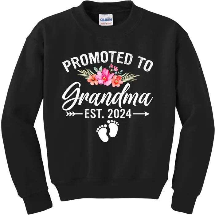 Promoted To Grandma 2024 First Time New Grandma Pregnancy Kids Sweatshirt