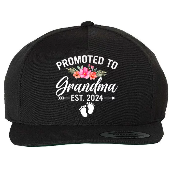 Promoted To Grandma 2024 First Time New Grandma Pregnancy Wool Snapback Cap