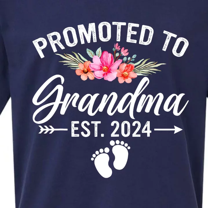 Promoted To Grandma 2024 First Time New Grandma Pregnancy Sueded Cloud Jersey T-Shirt