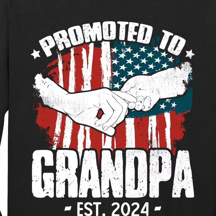 Promoted To Grandpa 2024 Patriotic Grandpa To Be Fathers Day Tall Long Sleeve T-Shirt