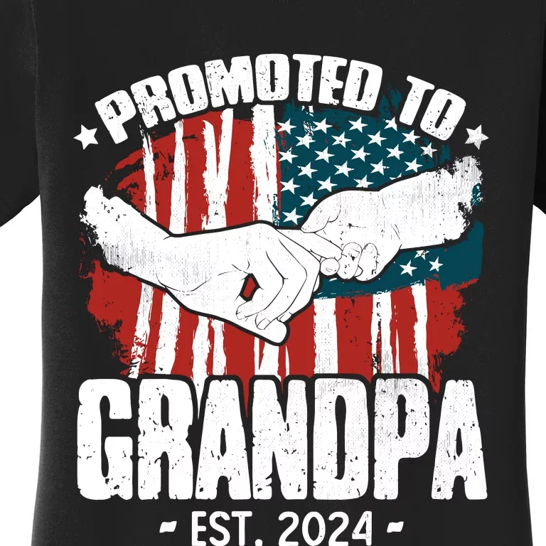 Promoted To Grandpa 2024 Patriotic Grandpa To Be Fathers Day Women's T-Shirt