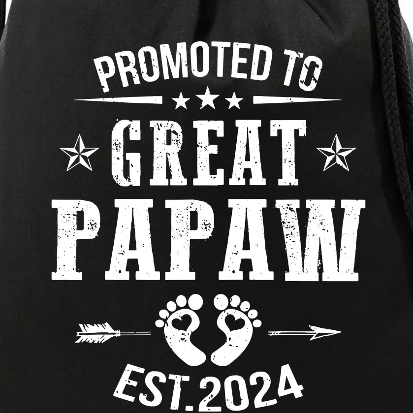 Promoted To Great Papaw Est 2024 Soon To Be Papaw Drawstring Bag