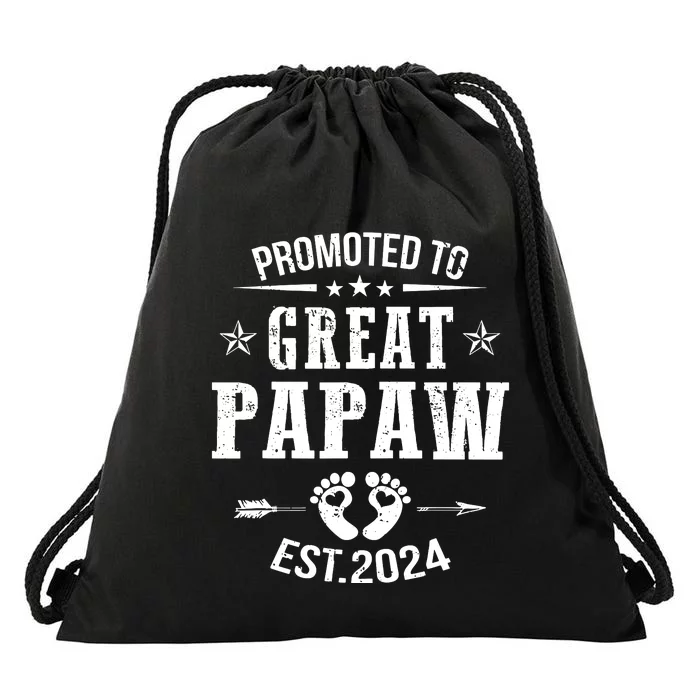 Promoted To Great Papaw Est 2024 Soon To Be Papaw Drawstring Bag