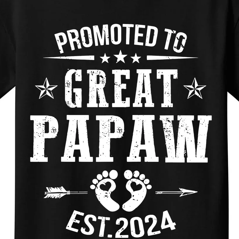 Promoted To Great Papaw Est 2024 Soon To Be Papaw Kids T-Shirt