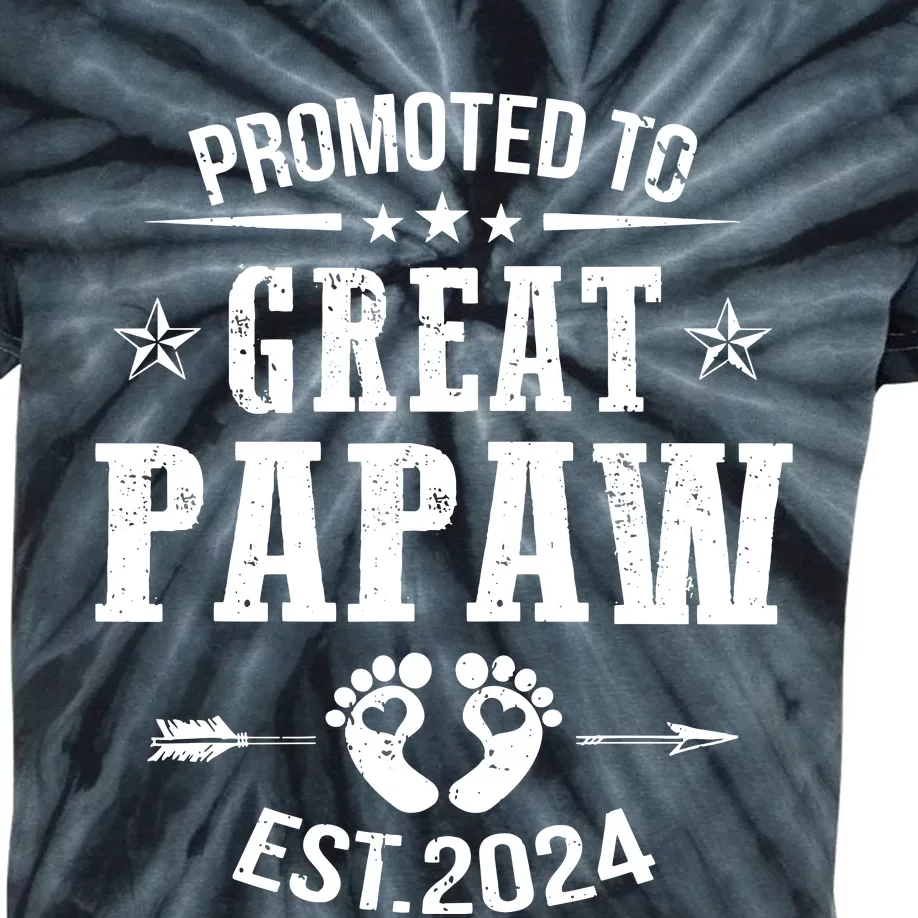 Promoted To Great Papaw Est 2024 Soon To Be Papaw Kids Tie-Dye T-Shirt