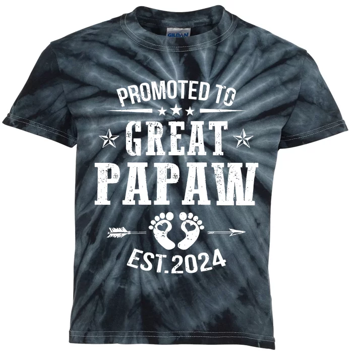 Promoted To Great Papaw Est 2024 Soon To Be Papaw Kids Tie-Dye T-Shirt