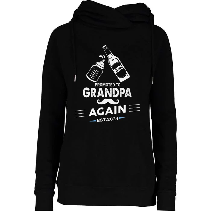 Promoted To Grandpa Again 2024 Womens Funnel Neck Pullover Hood