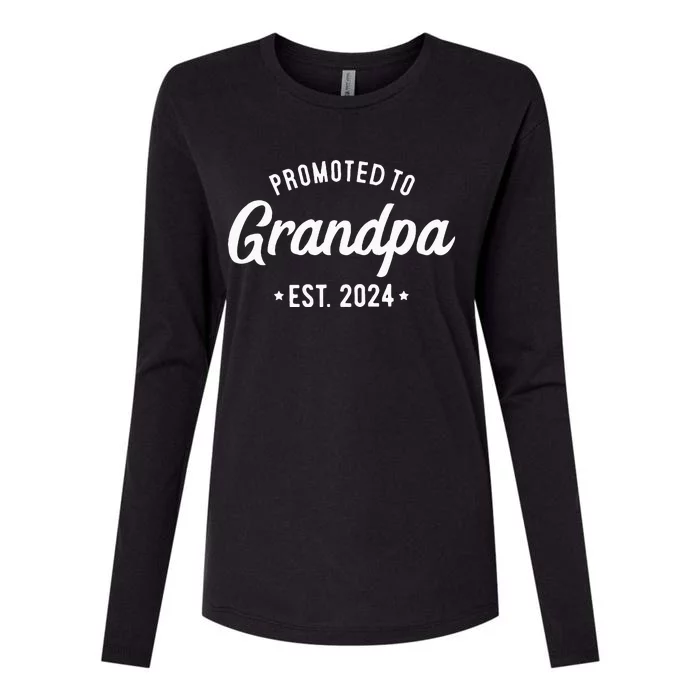 Promoted to Grandpa 2024 Soon to Be Grandfather New Grandpa Womens Cotton Relaxed Long Sleeve T-Shirt