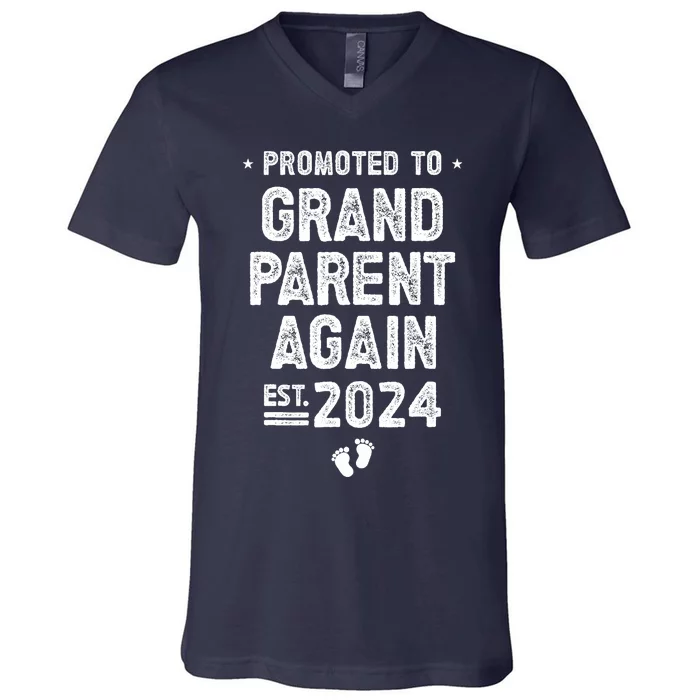 Promoted To Grandparents Again 2024 Soon To Be Grandparents V-Neck T-Shirt