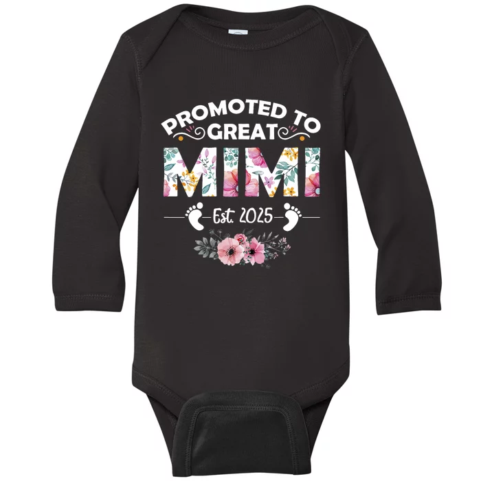 Promoted To Great Mimi Est 2025 First Time Mimi Baby Long Sleeve Bodysuit