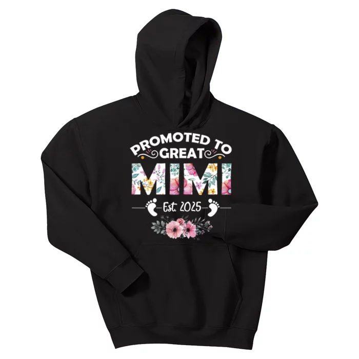 Promoted To Great Mimi Est 2025 First Time Mimi Kids Hoodie