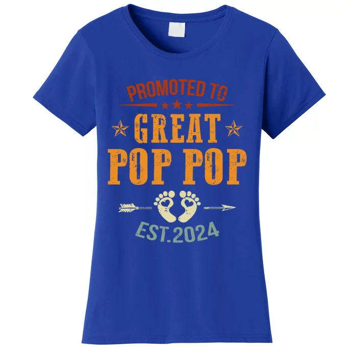 Promoted To Great Pop Pop Est 2024 Soon To Be Pop Pop Cool Gift Women's T-Shirt