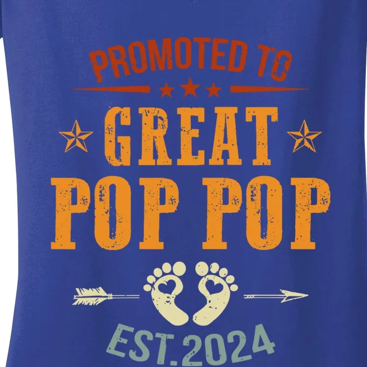 Promoted To Great Pop Pop Est 2024 Soon To Be Pop Pop Cool Gift Women's V-Neck T-Shirt