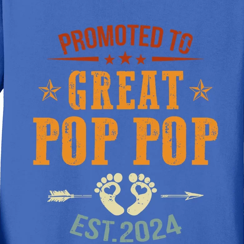 Promoted To Great Pop Pop Est 2024 Soon To Be Pop Pop Cool Gift Kids Long Sleeve Shirt