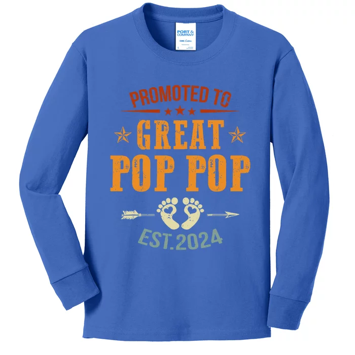 Promoted To Great Pop Pop Est 2024 Soon To Be Pop Pop Cool Gift Kids Long Sleeve Shirt