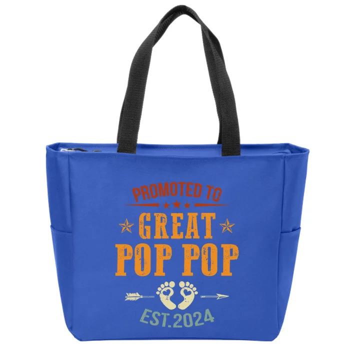 Promoted To Great Pop Pop Est 2024 Soon To Be Pop Pop Cool Gift Zip Tote Bag