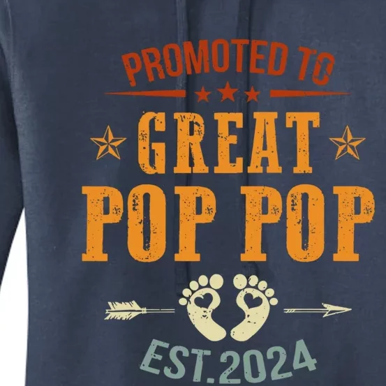 Promoted To Great Pop Pop Est 2024 Soon To Be Pop Pop Cool Gift Women's Pullover Hoodie