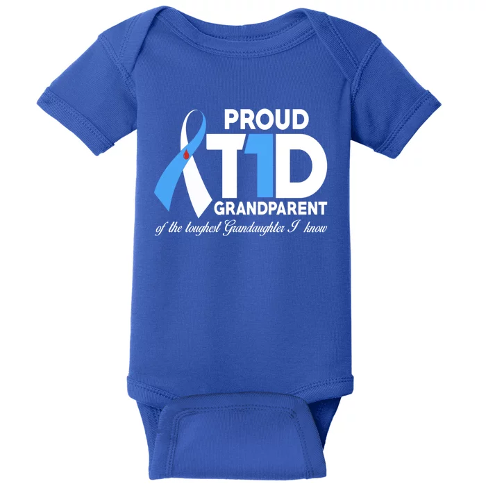 Proud T1d Grandparent Of Granddaughter Diabetes Awareness Gift Baby Bodysuit