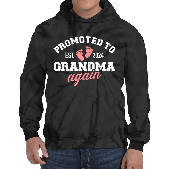 Promoted To Grandma 2024 Again Tie Dye Hoodie