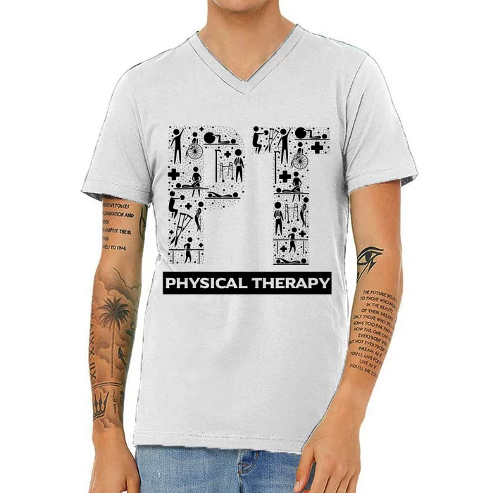 Physical Therapy Gait Training Physiotherapy Therapist Gift V-Neck T-Shirt