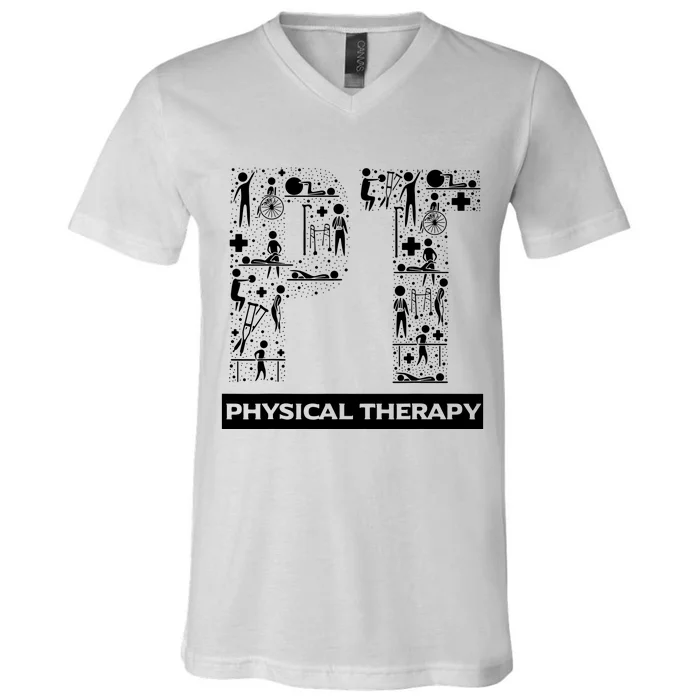 Physical Therapy Gait Training Physiotherapy Therapist Gift V-Neck T-Shirt