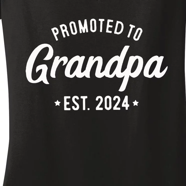 Promoted To Grandpa 2024 Soon To Be Grandfather New Grandpa Women's V-Neck T-Shirt