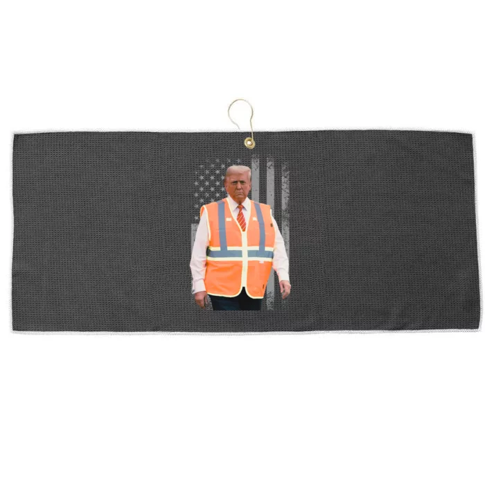 President Trump Garbage Truck Worker Vest Maga 2025 Large Microfiber Waffle Golf Towel