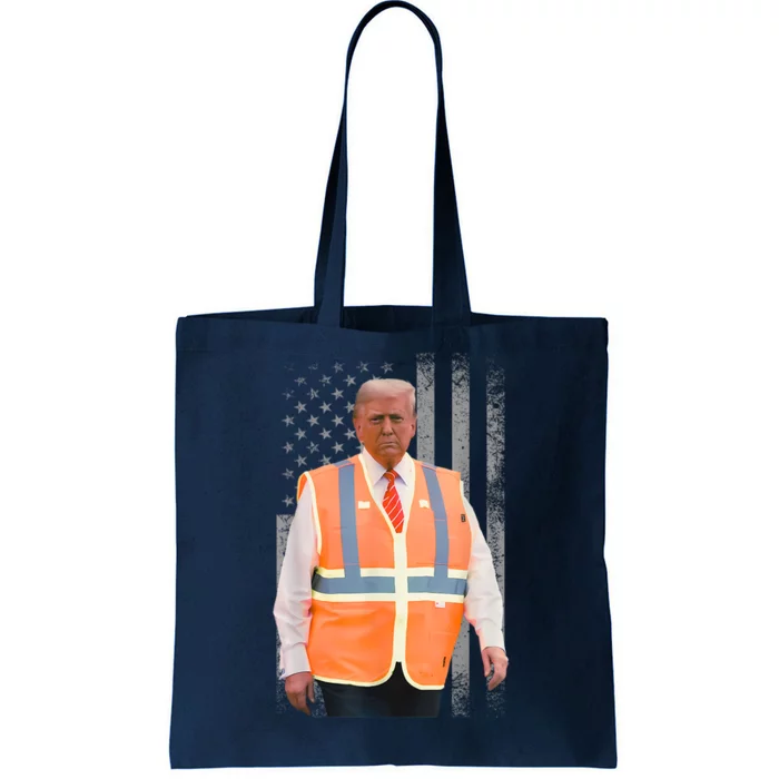 President Trump Garbage Truck Worker Vest Usa Flag Maga 2025 Tote Bag