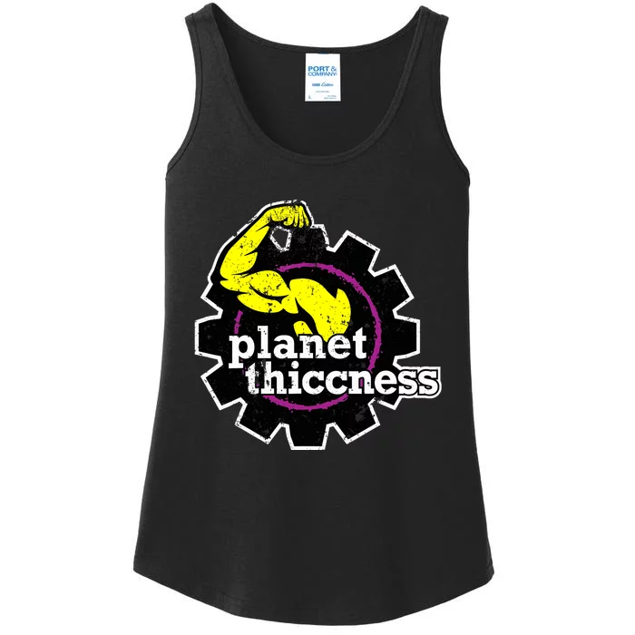 Planet Thiccness Gym Thickness Funny Joke Workout Lover Ladies Essential Tank