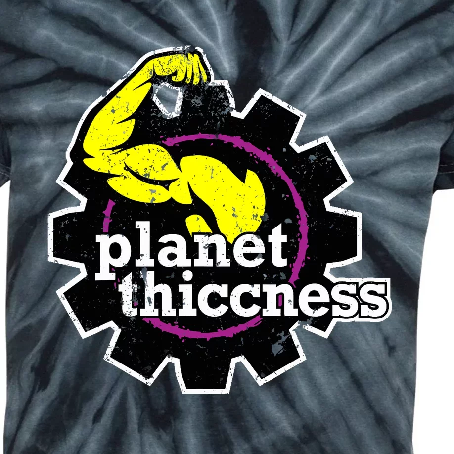 Planet Thiccness Gym Thickness Funny Joke Workout Lover Kids Tie-Dye T-Shirt