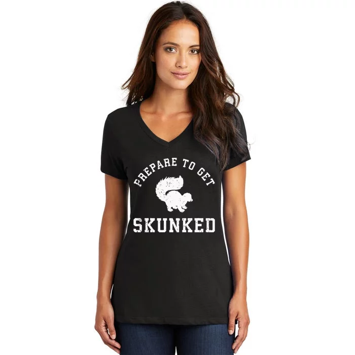 Prepare To Get Skunked Funny Cribbage Game Present Women's V-Neck T-Shirt