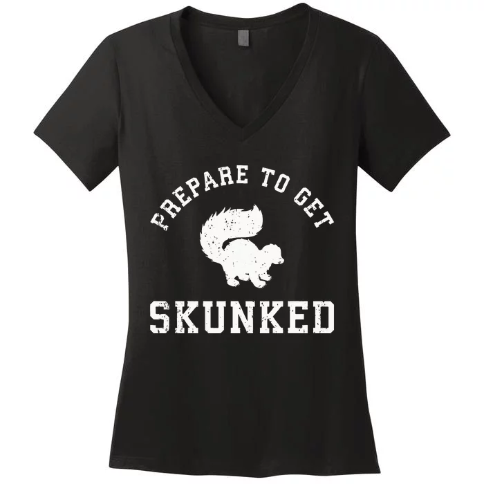 Prepare To Get Skunked Funny Cribbage Game Present Women's V-Neck T-Shirt