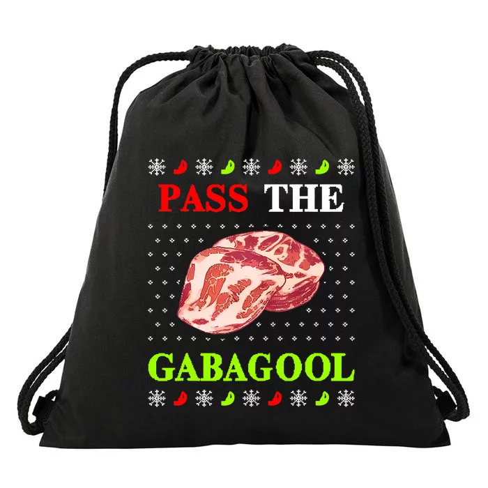 Pass the Gabagool Tacky Ugly Christmas Drawstring Bag