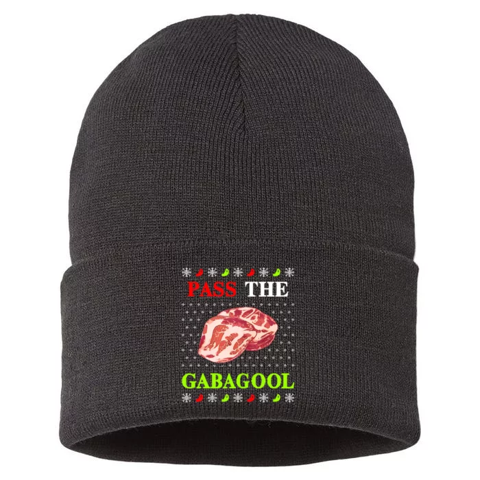 Pass the Gabagool Tacky Ugly Christmas Sustainable Knit Beanie