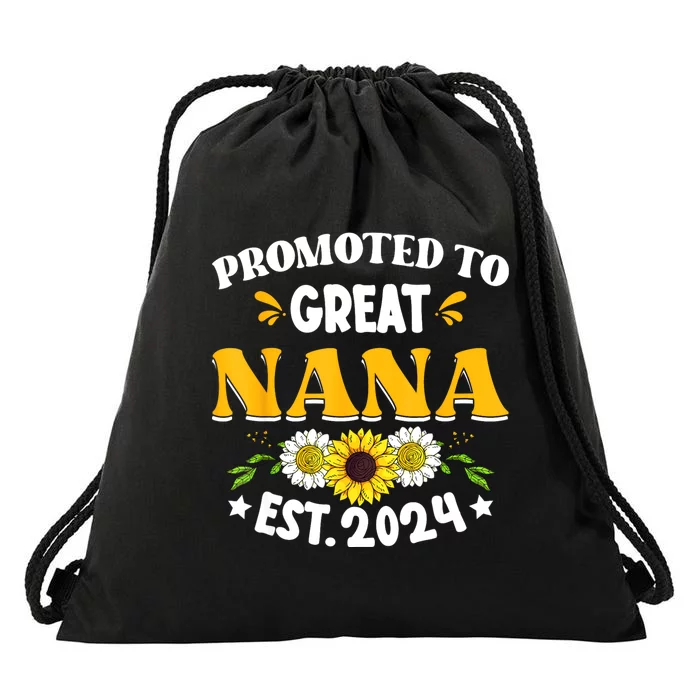 Promoted To Great Nana EST 2024 Happy Family New Baby Drawstring Bag