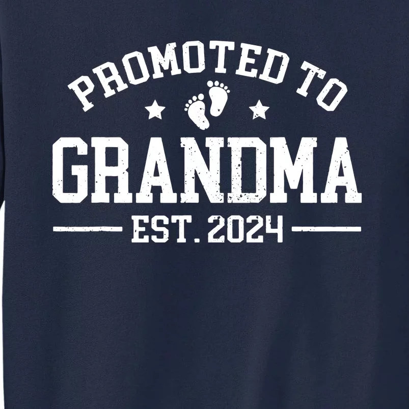 Promoted To Grandma Est 2024 Grandparents Baby Announcement Tall Sweatshirt