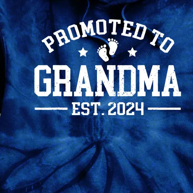 Promoted To Grandma Est 2024 Grandparents Baby Announcement Tie Dye Hoodie