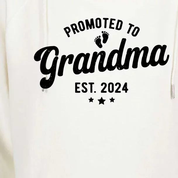 Promoted To Grandma Est 2024 Grandparents Baby Announcement Womens Funnel Neck Pullover Hood