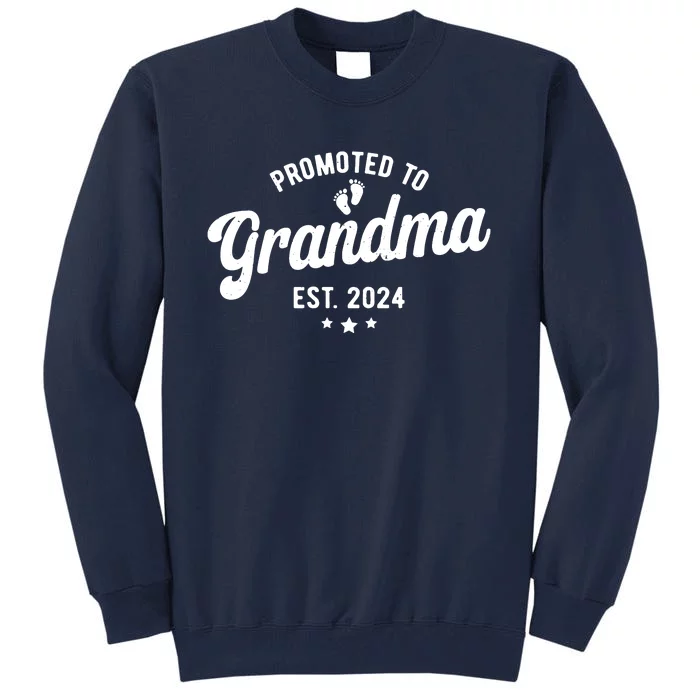 Promoted To Grandma Est 2024 Grandparents Baby Announcement Tall Sweatshirt