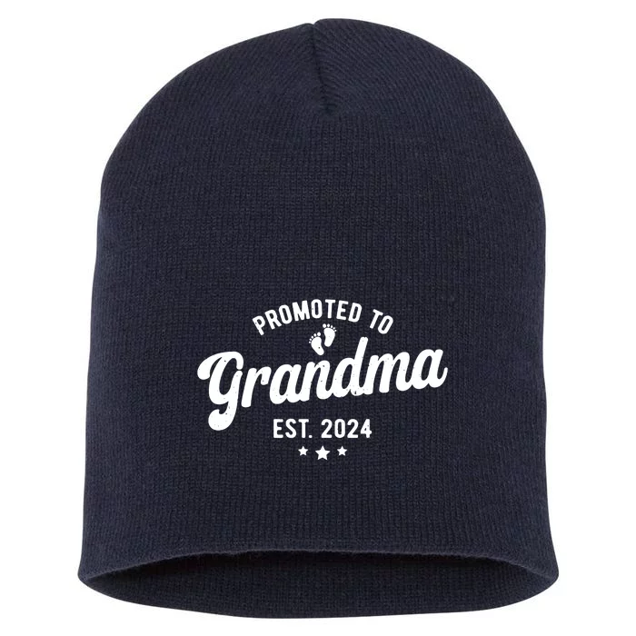 Promoted To Grandma Est 2024 Grandparents Baby Announcement Short Acrylic Beanie