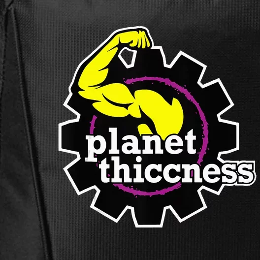 Planet Thiccness Gym Thickness Funny Joke Workout Lover City Backpack