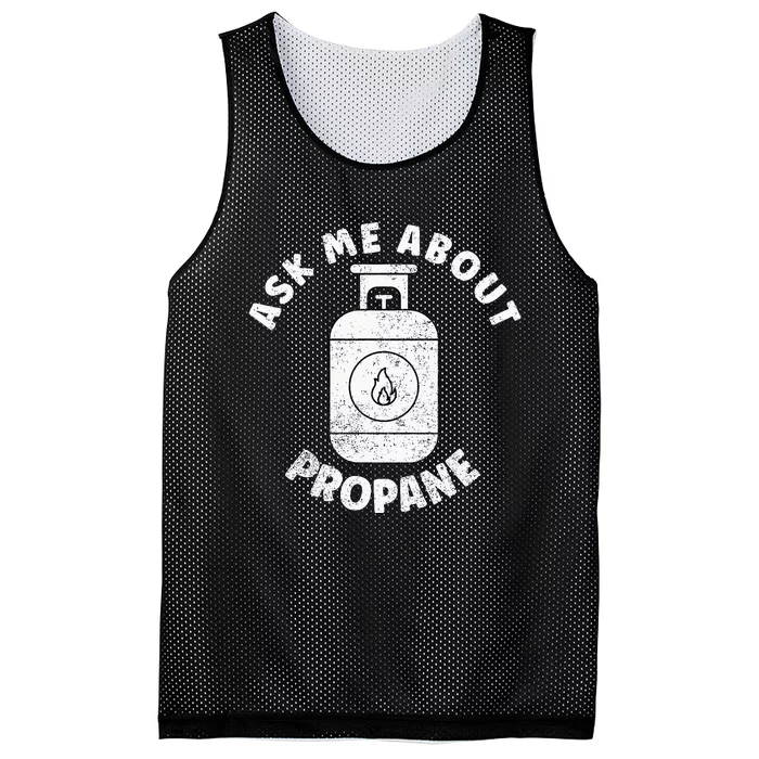 Propane Tank Graphic Ask Me About Propane Mesh Reversible Basketball Jersey Tank