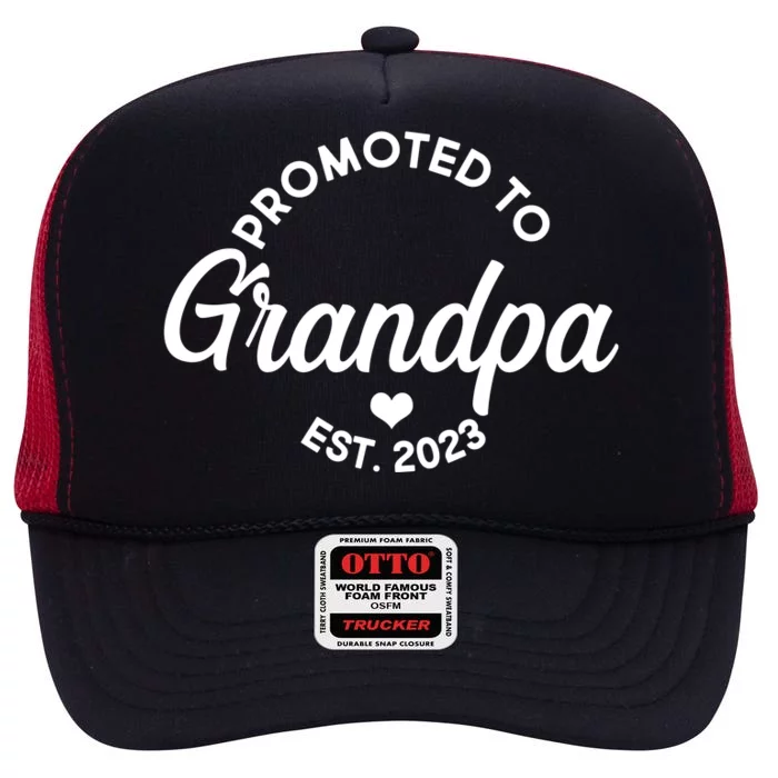 Promoted To Grandpa Est 2024 High Crown Mesh Trucker Hat