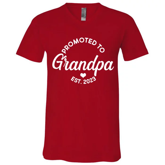 Promoted To Grandpa Est 2024 V-Neck T-Shirt