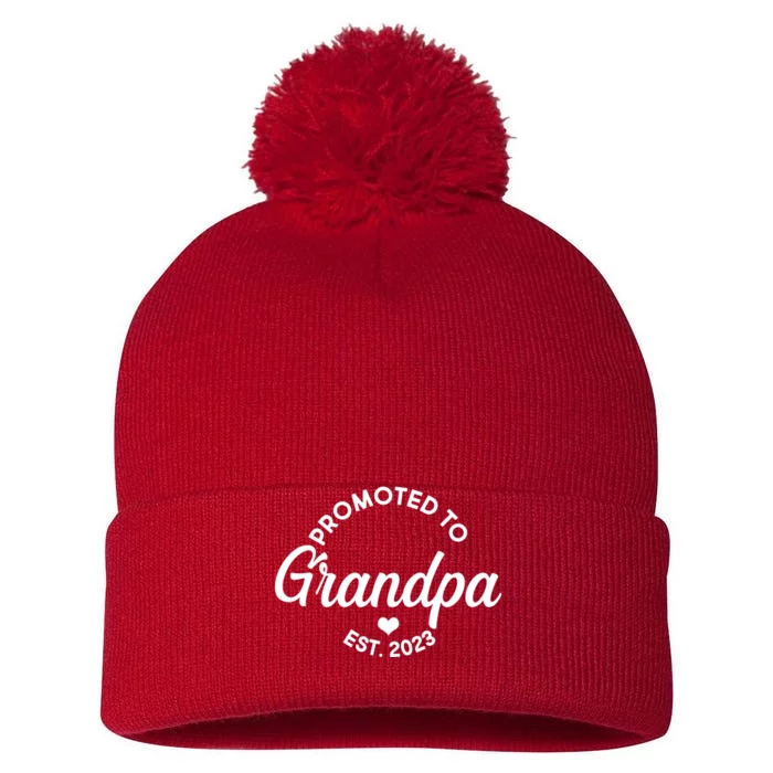 Promoted To Grandpa Est 2024 Pom Pom 12in Knit Beanie