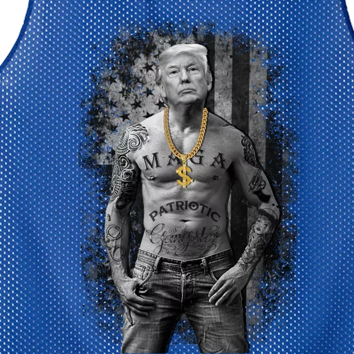 Patriotic Trump Gangster Anti Liberal Pro Republican Funny Cool Gift Mesh Reversible Basketball Jersey Tank