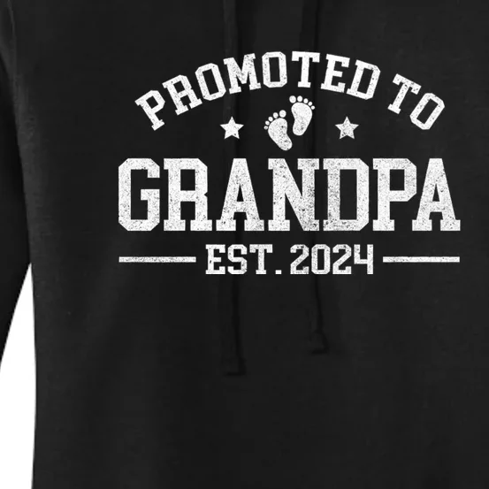 Promoted To Grandpa Est. 2024 Grandparents Baby Announcement Women's Pullover Hoodie