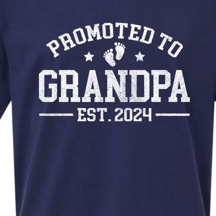 Promoted To Grandpa Est. 2024 Grandparents Baby Announcement Sueded Cloud Jersey T-Shirt